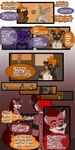 1:2 2022 anthro biped canid collar comic detailed_background dialogue english_text fenrir_(tatsuchan18) fur group hair havoc_(tatsuchan18) hi_res hyena male mammal open_mouth sitting speech_bubble standing tatsuchan18 text