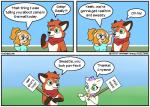 border canid canine clothed clothing comic costume dialogue duo english_text felid female fox foxdad fursuit fuzzt0ne hair hi_res human male mammal otamom princess_kitty_glitter speech_bubble text url white_border