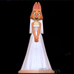 3d_(artwork) 3d_modeling anthro canid canine clothing diane_foxington digital_media_(artwork) dreamworks dress ears_up fox hi_res looking_straight mammal orange_body ring sillytoys simple_background smile solo stage the_bad_guys white_clothing white_dress