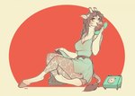 Rating: s
ID: 5549785
Date: 2025-05-05 00:21:38 -0400
Status: active
Score: 9
2023 absurd_res anthro bottomwear bow_ribbon braided_hair breasts cleavage clothed clothing clothing_lift cloven_hooves crossed_legs dress electronics female giraffe giraffid gracey_halvenka green_eyes hair hi_res holding_bottomwear holding_clothing holding_object holding_phone holding_skirt hooves horn looking_away looking_up mammal markings on_phone open_mouth ossicone phone phone_call restricted_palette rotary_phone shirt shirt_lift simple_background sitting skirt solo spots spotted_markings sundress tail tail_tuft topwear tuft varollis post #5549785