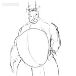 1:1 2024 abdominal_bulge ambiguous_gender ambiguous_prey animated anthro anthro_pred belly biceps big_belly bottomwear burping clothed clothing deer kent_(pacific_coyote) male male_pred mammal monochrome musclegut muscular navel nipples oral_vore pacific_coyote rumbling_stomach short_playtime sketch sound squirming squirming_belly swallowing topless vore webm