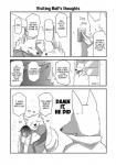 anthro canid canine canis comic dialogue english_text female fur greyscale group hair heart_symbol hi_res human kemono lila_(kashiwagi_aki) male mammal monochrome rolf short_hair text translated wolf yakantuzura young zinovy