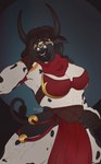 anthro blizzard_entertainment bovid bovine clothed clothing conditional_dnp curvy_figure digital_media_(artwork) esealia female fur hair hi_res horn looking_at_viewer mammal simple_background solo tauren warcraft