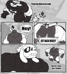 absurd_res anthro back_muscles big_bulge big_muscles big_pecs bovid bulge caprine comic duo english_text fight gabriel_(parttimeyeen) goat hi_res huge_muscles huge_pecs huge_thighs hyper hyper_muscles lagomorph leporid male mammal mask muscular muscular_anthro muscular_arms muscular_legs muscular_male muscular_thighs parttimeyeen_(artist) pecs rabbit superhero text thick_thighs tristen_(parttimeyeen)