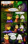 absolutedream absurd_res asriel_dreemurr beaver boss_monster_(undertale) bovid caprine comic dialogue english_text forest hi_res human mammal melee_weapon monster_kid obscured plant polearm rodent spear text tree undertale undertale_(series) weapon