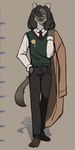 absurd_res anthro biped bottomwear clothed clothing dewebu dreadlocks elijah_bailey eyebrows fur hair hi_res male mammal mustelid musteline necktie pants shirt solo tail topwear true_musteline weasel