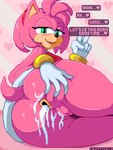 2024 after_sex amy_rose anthro anus blush bodily_fluids butt clothed clothing countmoxi cum cum_in_ass cum_inside cum_on_butt dialogue digital_media_(artwork) english_text eulipotyphlan female genital_fluids gesture gloves hair hand_gesture handwear hedgehog leaking_cum looking_at_viewer looking_back looking_back_at_viewer mammal no_underwear pink_body pink_hair pixel_(artwork) presenting presenting_anus presenting_hindquarters sega smile smiling_at_viewer solo sonic_the_hedgehog_(series) spread_anus spread_butt spreading tan_body text upskirt v_sign