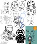 2015 bomberman dead_space digital_drawing_(artwork) digital_media_(artwork) electronic_arts genitals group hi_res hudson_soft humanoid ket-ralus konami light_speed_(dead_space) male male/male not_furry penis simple_background sketch visceral_games