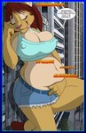 3d_(artwork) 3d_background absurd_res anthro anthro_pred belly belly_squish big_breasts bloated bodily_fluids bottomwear breasts burping city clothing comic cougar crissi_(silkysworld) crop_top daisy_dukes denim denim_bottomwear denim_clothing denim_shorts dialogue digestion_noises digital_media_(artwork) drooling english_text eyes_closed felid feline female female_pred hand_on_own_belly hi_res hotpants imminent_death larger_female leaning lifting_belly looking_pleasured macro macro_anthro macro_female mammal midriff mixed_media multiple_prey navel nipple_outline oral_vore saliva saliva_on_tongue satisfied shirt shorts silkysworld size_difference sloshing_belly smaller_female smile speech_bubble squish talking_to_self text tongue tongue_out topwear unseen_prey vore