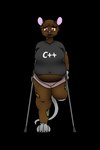 2024 2:3 alpha_channel amputated_leg anthro bandage bandage_on_face bandage_on_nose barefoot black_clothing black_shirt black_topwear bottomwear breasts brown_body brown_fur brown_hair c++ c++_(programming_language) cancer_(disease) clothed clothing crutch digital_media_(artwork) eyebrows facial_hair feet female foxdance fully_clothed fur goatee grey_body grey_bottomwear grey_clothing grey_shorts hair hi_res keith_(uncyclopedia) looking_at_viewer mammal markings mascot medical_instrument multicolored_body murid murine navel_outline near_death open_mouth overweight overweight_anthro overweight_female pink_nose public_domain radiation_burn radiation_poisoning rat rat_ears rat_tail red_eyes rodent scientific_instrument shirt shorts simple_background solo standing tail text text_on_clothing text_on_shirt text_on_topwear thick_thighs thin_tail topwear transparent_background