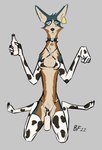 15_(brewfilter) 2022 animal_print animal_print_bikini anthro bell bell_collar bikini biped blue_body blue_eyes blue_fur bottle brewfilter canid canine canis clothed clothing collar container cow_print cow_print_armwear cow_print_bikini cow_print_bra cow_print_legwear cow_print_panties digital_drawing_(artwork) digital_media_(artwork) ear_piercing ear_tag female fox full-length_portrait fur gloves grey_background grey_fox handwear hi_res holding_object looking_at_viewer mammal milk milk_bottle multicolored_body multicolored_fur orange_body orange_fur pattern_bikini pattern_clothing pattern_swimwear piercing portrait pose simple_background sitting solo swimwear two-piece_swimsuit urocyon wariza yellow_sclera