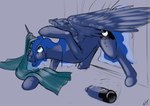 2019 after_transformation blue_body blue_eyes blue_feathers blue_fur blue_hair blue_mane blue_tail bodily_fluids cutie_mark digital_media_(artwork) equid equine feathers female feral friendship_is_magic fur genital_fluids hair halcy0n hasbro hi_res hooves horn long_horn looking_up mammal mane my_little_pony mythological_creature mythological_equine mythology princess_luna_(mlp) shampoo tail towel vaginal_fluids winged_unicorn wings