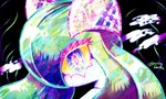 5:3 ambiguous_gender black_background blue_eyes bust_portrait colorful_theme crystal eyelashes generation_3_pokemon humanoid kirlia nintendo pokemon pokemon_(species) portrait serenity_(sketchygarden) simple_background sketchygarden solo