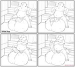 absurd_res anthro balls belly big_balls bodily_fluids comic erection erection_under_towel genital_fluids genitals hi_res huge_balls hyena hyper hyper_balls hyper_genitalia jeffrey_taggart male mammal meme nipples no_nut_november overweight overweight_male precum sauna solo thewilldpink towel unwanted_erection