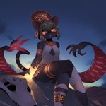 1:1 2023 anthro barefoot bone clothed clothing deity desert digital_media_(artwork) egyptian egyptian_clothing egyptian_mythology feet felid feline female female_anthro flat_chested fur hair hi_res kamukamu6392 kemono mammal middle_eastern_mythology mythology night outside sand sekhmet skull sky solo tail toes