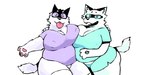 anthro big_breasts bombax breast_squish breasts canid canine clothing duo female fox hi_res kontol labirhin mammal nipple_outline overweight overweight_female pressing pressing_breasts_together squish