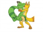 4:3 69_position anthro anthro_on_anthro balls border butt carrying_another citra digital_media_(artwork) duo erection eyes_closed fellatio feryl fluffy fluffy_tail genitals hal_(halbean) happy hi_res hug kama_citra male male/male male_penetrated male_penetrating male_penetrating_male mammal oral oral_penetration penetration penile penis sex simple_background standing tail tongue white_border zaush