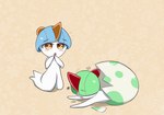 ambiguous_gender blue_hair blush duo egg generation_3_pokemon glistening green_hair hair hatching horn humanoid nintendo not_furry open_mouth pokemon pokemon_(species) pokemon_egg ralts sana!rpg shiny_pokemon simple_background white_body white_skin yellow_eyes young