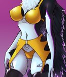 2024 4_fingers anthro avali avian big_breasts big_butt biped bird black_body black_clothing black_feathers black_fur black_latex black_legwear black_stockings black_tail black_wings bra breasts butt cel_shading chest_fur clothed clothing colored_nails digital_drawing_(artwork) digital_media_(artwork) feathers female female_anthro fingers fur garter_straps gradient_background grey_body grey_feathers grey_fur grey_nails grey_tail hi_res latex latex_clothing latex_legwear latex_stockings legwear malkytea markings multicolored_body multicolored_feathers multicolored_fur nails navel orange_bra orange_clothing orange_panties orange_underwear panties partially_clothed pink_background presenting presenting_breasts purple_body purple_fur purple_tail shaded simple_background solo stockings striped_markings stripes tail thick_thighs thigh_highs two_tone_body two_tone_feathers two_tone_fur underwear white_body white_feathers white_fur white_tail wide_hips wings yellow_bra yellow_clothing yellow_panties yellow_underwear