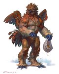 2023 4:5 anthro avian barazoku beak biceps biped bird chicken crotch_tuft digital_media_(artwork) feathered_wings feathers feet galliform gallus_(genus) hi_res holding_object male muscular muscular_anthro muscular_male nude orange_body orange_feathers pecs phasianid simple_background solo tail tail_feathers talons tan_body tan_feathers taran_fiddler toes tuft wereavian werebird werechicken werecreature weretober white_background wings