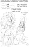 amanda_(tcitw) anthro arania blush bottomless bottomwear bra breasts clothed clothing comic digitigrade duo english_text felid female greyscale herm_(lore) hi_res lagomorph leporid lion mammal midriff monochrome navel pantherine profanity rabbit scut_tail short_tail skirt suki_(tcitw) tail text the_cabin_in_the_woods_(arania) underwear