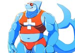 2024 anthro biped bottomwear clothed clothing daire301 digital_drawing_(artwork) digital_media_(artwork) epic_games eyewear fish fortnite lifeguard lifeguard_swimsuit male marine muscular muscular_anthro muscular_male red_bottomwear red_clothing red_topwear safety_first_steve_(fortnite) shark sharp_teeth simple_background smile solo sunglasses teeth topwear white_background