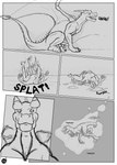 2013 ahastar ahastar_(artist) anthro bodily_fluids bolt_(diablo_the_rex) collaboration comic cum cum_covered cum_on_ground cumshot deinonychus diablo_the_rex dinosaur dragon dromaeosaurid duo ejaculation english_text erection european_mythology extreme_size_difference feral genital_fluids genitals greyscale hi_res larger_feral male male/male messy monochrome mythological_creature mythological_scalie mythology onomatopoeia penis prehistoric_species reptile scalie size_difference smaller_anthro sound_effects text theropod twitching western_dragon