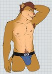 2024 abs anthro arm_hair armpit_hair biped blep blue_clothing blue_jockstrap blue_underwear body_hair brown_eyebrows brown_hair bulge checkered checkered_background chest_hair claws clothed clothing darius_(extracurricular_activities) digital_drawing_(artwork) digital_media_(artwork) extracurricular_activities eyebrows felid fur hair hand_behind_head happy_trail hi_res inner_ear_fluff jockstrap jockstrap_only lion looking_aside male male_anthro mammal multicolored_body muscular muscular_anthro muscular_male navel nipples open_mouth orange_body orange_eyes orange_fur pantherine partially_clothed partially_clothed_male pattern_background pecs pink_nipples pink_nose portrait raised_arm simple_background solo standing tan_body tan_fur tan_inner_ear_fluff three-quarter_portrait tongue tongue_out topless tuft underwear underwear_only unsafescapewolf whiskers white_background white_claws white_sclera