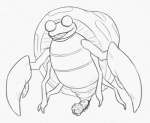 2015 animal_genitalia arthropod elemental_creature erection feral fungi_fauna fungus generation_1_pokemon genitals graphite_(artwork) insect looking_at_viewer male monochrome nintendo open_mouth parasect penis pokemon pokemon_(species) simple_background smile solo traditional_media_(artwork) white_background yaroul