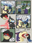 3:4 ambiguous_gender anthro arkailart colored comic dialogue digital_drawing_(artwork) digital_media_(artwork) duo english_text feral generation_4_pokemon generation_8_pokemon hi_res hisuian_form hisuian_typhlosion imminent_vore lucario luxray nintendo object_vore patreon patreon_logo penetration pokeball pokeball_insertion pokeball_vore pokemon pokemon_(species) pokemon_legends_arceus regional_form_(pokemon) shaded speech_bubble text unaware_prey url vore