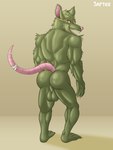 2024 3:4 absurd_res animal_humanoid anthro back_muscles backsack balls bandage big_balls big_ears bubble_butt butt claws digital_drawing_(artwork) digital_media_(artwork) eyewear feet fur genitals green_body green_fur hi_res huge_balls humanoid league_of_legends looking_at_viewer looking_back male mammal mammal_humanoid murid murine muscular muscular_anthro muscular_arms muscular_legs muscular_male nails nude nude_anthro nude_male open_mouth open_smile pink_eyes pink_nose rat rat_tail riot_games rodent rodent_humanoid saggy_balls sartex signature simple_background smile solo tail teeth tencent twitch_(lol)