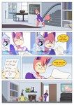 aaron_schmit absurd_res anthro bottomwear clothing comic detailed_background dialogue english_text female fur generation_3_pokemon hi_res kitchen nintendo pants pink_body pink_fur pokemon pokemon_(species) robe skitty solo text tinder_skitty