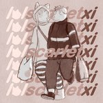 1:1 anthro bleu_(lolscarletxi) blush blush_lines canid canine canis coraline_(film) cosplay domestic_dog duo female feral4everart florence_(lolscarletxi) graphic_design hi_res laika_studios logo lolscarletxi male mammal monochrome rain_jacket romantic romantic_couple rubber_boots trans_(lore) trans_man_(lore) trans_woman_(lore) trick_or_treat walking wolf