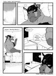 2023 anthro beard bed big_muscles body_hair chest_hair clothed clothing comic deadanthro detailed_background dialogue ellipsis emanata english_text equid facial_hair furniture generation_7_pokemon hi_res inside male mammal mature_male monochrome mudsdale muscular muscular_male nintendo on_bed open_mouth partially_clothed pokemon pokemon_(species) question_mark solo speech_bubble text topless tucker_(deadanthro) yawn