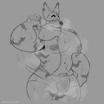 1:1 absurd_res anthro armpit_hair big_arms big_ears big_muscles big_nipples big_pecs black_and_white bodily_fluids body_hair bottomwear bulge canid canine canis clothed clothing detailed_bulge domestic_dog ear_piercing electronics fur genital_outline genitals half-closed_eyes half_naked headphones hi_res himbo himbofication hotpants inquisitive leg_hair male mammal markings monochrome muscular muscular_anthro muscular_male muscular_thighs musk musk_clouds narrowed_eyes navel nipples partially_clothed partially_exposed pecs penis penis_outline piercing portable_music_player short_tail shorts solo striped_body striped_fur striped_markings stripes sweat sweaty_arms sweaty_genitalia sweaty_legs tail thick_penis thick_thighs topless underwear ventes ventesthefloof wet wet_clothing wet_underwear