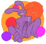 anthro balls big_penis blush bodily_fluids cum cumshot ejaculation erection feet foreskin gaygoat genital_fluids genitals glitch_productions hands-free hi_res humanoid_genitalia humanoid_penis jax_(tadc) lagomorph male mammal nude orgasm orgasm_face penis precum sitting solo the_amazing_digital_circus throbbing