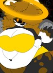 amber_eyes anthro black_sclera canid clothing female grey_wings halo hazel_hair mammal namunixi overweight overweight_female rolled_up_tail solo spotted_thighs thick_thighs underwear w0lfh4art wings yellow_clothing yellow_underwear