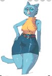 2022 anthro bare_shoulders belt bent_arm big_breasts biped black_eyebrows blue_body blue_bottomwear blue_claws blue_clothing blue_ears blue_fur blue_sclera blue_skirt blue_tail bottomwear breasts brown_belt cartoon_network claws clothed clothed_anthro clothed_female clothing colored_sketch digital_drawing_(artwork) digital_media_(artwork) domestic_cat elderly elderly_anthro elderly_female eyebrows eyelashes eyelids facial_markings felid feline felis female finger_claws fingers front_view fully_clothed fully_clothed_anthro fully_clothed_female fur glistening glistening_body glistening_bottomwear glistening_clothing glistening_eyelids glistening_fur glistening_legs glistening_skirt grey_eyelids hand_on_hip hand_on_own_hip head_markings hi_res humanoid_hands jermgoated lidded_eyes light_body light_fur looking_at_viewer mammal markings mary_senicourt mature_anthro mature_female monotone_body monotone_fur mouth_closed muzzle_(marking) pink_nose portrait pose prick_ears resting_bitch_face round_head round_nose simple_background sketch skirt snout snout_markings solo standing sweater tail the_amazing_world_of_gumball thick_thighs three-quarter_portrait topwear turtleneck whisker_markings white_background yellow_clothing yellow_sweater yellow_topwear