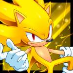 1:1 5_fingers abstract_background anthro big_eyes big_head black_border border clothing eulipotyphlan fingers gloves handwear hedgehog looking_at_viewer low_res male mammal mostly_nude narrow_hips red_eyes sasisage sega solo sonic_the_hedgehog sonic_the_hedgehog_(series) super_form super_sonic tan_body thin_calves thin_legs thin_thighs toony white_clothing white_gloves white_handwear yellow_body