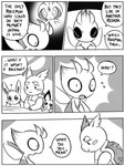 2019 3:4 5_panel_comic ambiguous_gender antennae_(anatomy) bayani_(yapc) black_and_white black_eyes black_text celebi celebi_(yapc) cheek_spots claws closed_smile comic dialogue digital_media_(artwork) eevee ellipsis english_text eyebrows eyes_closed finger_claws flavia-elric forehead_gem fur gem generation_1_pokemon generation_2_pokemon generation_4_pokemon group legendary_pokemon looking_at_another lux_(yapc) monochrome mouth_closed neck_tuft neil_(yapc) nintendo open_mouth pichu pokemon pokemon_(species) pokemon_mystery_dungeon pupils question question_mark sharp_teeth smile speech_bubble spike_chunsoft talking_to_another teeth text tongue tuft uxie wartortle white_sclera wings