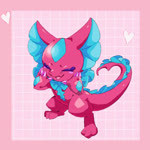 1:1 ambiguous_gender animated anthro bandai_namco blush bow_tie claws digimon digimon_liberator elizamon embarrassed frill_(anatomy) head_crest head_frill heart_symbol isei0212 membrane_(anatomy) membranous_frill no_sound pink_body pink_scales scales short_playtime simple_background smile solo webm