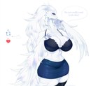 anthro big_breasts blue_eyes bottomwear breasts cleavage clothed clothing dragon female fluffymonsterart fur generation_5_pokemon hair hi_res legendary_pokemon legwear long_hair mythological_creature mythological_scalie mythology nintendo pencil_skirt pokemon pokemon_(species) pokemorph reshiram scalie simple_background skirt solo stockings tail thigh_highs white_body white_fur white_hair