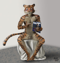 Rating: e
ID: 2494125
Date: 2020-11-19 05:01:54 -0500
Status: active
Score: 21
agata_(beastars) aleks_howes anatomically_correct anatomically_correct_genitalia animal_genitalia anthro balls beastars bengal_tiger bill_(beastars) blush chair countershading fabric felid fully_sheathed furniture genitals half_smile hi_res holding_magazine male mammal modelling pantherine sheath simple_background sitting solo text tiger post #2494125