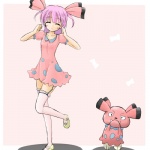 1:1 alternate_species clothing cosplay costume dress duo female generation_2_pokemon hair human humanized low_res mammal nintendo pink_hair pokemon pokemon_(species) pokemon_costume ranphafranboise snubbull