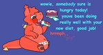 ambiguous_gender ambiguous_species anthro blush blush_lines brand brown_pawpads cake comic_sans crumbs dessert dialogue digital_media_(artwork) dragon duo english_text fat_legs feeding fluffy fluffy_ears fluffy_hair food food_fetish fur furred_dragon furred_scalie hair harleyfunnycat holding_arm holding_plate lucky_(msi) messy microsoft_paint_(artwork) moobs motion_lines msi mythological_creature mythological_scalie mythology obese obese_anthro overweight overweight_anthro pawpads pixel_(artwork) plate programming_socks red_body scalie silver_platter small_wings tail teeth text thick_tail voicemod voicemod_protogen winged_dragon wings