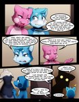 anthro blue_body blue_fur collar comic darkmirage digital_media_(artwork) dragonair dragonchu_(character) english_text felid feline female fur generation_1_pokemon hi_res male mammal nintendo nude pink_body pink_fur pokemon pokemon_(species) quetzalli_(darkmirage) sis_(fyoshi) text