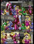 2017 anthro areola balls blue_eyes blue_yoshi breasts canid canine comic eggmaker english_text fangs female firecat fox genitals green_yoshi group hi_res kit_(kitsune_youkai) kitsune_youkai male mammal mario_bros nintendo nipples open_mouth penis pink_yoshi plushie-like purple_yoshi pussy red_fox red_yoshi rubber_lass speech_bubble tail teeth text tongue true_fox twilight_stormshi_(character) url yellow_yoshi yoshi