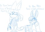 2014 alina_bliss anthro biped bjorn_severin blue_and_white character_name chokovit_(artist) clothing digital_drawing_(artwork) digital_media_(artwork) eeveelution emolga english_text eyewear female fur generation_4_pokemon generation_5_pokemon glaceon glasses hair hi_res male mammal membrane_(anatomy) monochrome nintendo patagium pokemon pokemon_(species) professor rectangular_glasses rodent sciurid sketch solo standing tail text