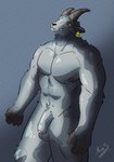 absurd_res anthro balls bovid caprine coffee_stain_studios crossgender ear_piercing ear_tag epic_games fortnite ftm_crossgender fur genitals goat goat_simulator grey_body grey_fur hi_res horizontal_pupils horn itsmesadaxis male mammal muscular muscular_anthro muscular_male nipples nude pecs penis piercing pilgor_(goat_simulator) pupils solo tongue tongue_out yellow_eyes