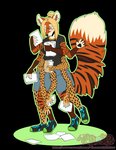 4_legs 9_arms alpha_channel anthro blonde_hair blue_eyes canid canine cheetah crotch_arms eyewear farorenightclaw felid feline female fox glasses hair hybrid mammal may_abbagail multi_arm multi_leg multi_limb multifur pantherine solo tiger unusual_anatomy